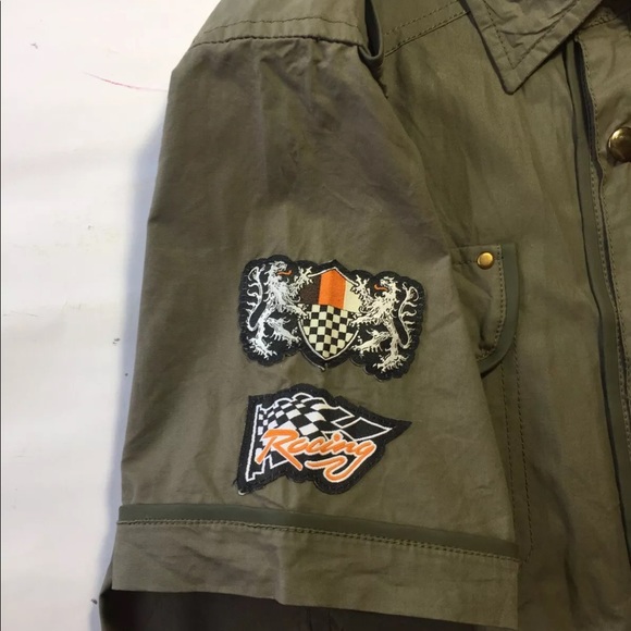 Max Men’s Short Sleeve Button Down Shirt Patched Army Green M - Picture 11 of 11